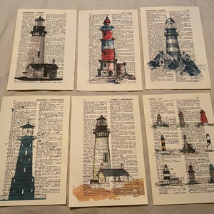 Lighthouse themed dictionary prints