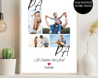 Personalized 4-Photo Photo Poster | Personalized Dad Gift | Unique Family Keepsake | Birthday Gift for Dad
