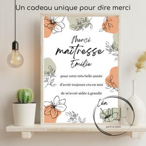 cadeau maitresse fin d'année : affiche cadeau pour maitresse personnalisé, dites merci à la maitresse de votre enfant