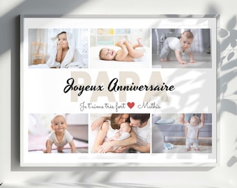 Personalized Dad Poster with 6 Photos | Father's Day Gift | Unique Birthday Gift for Dad | Family Keepsake