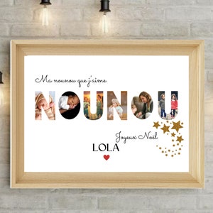 personalized nanny poster with photos for Christmas gift - personalized gift for childminder with baby photos /mel creas