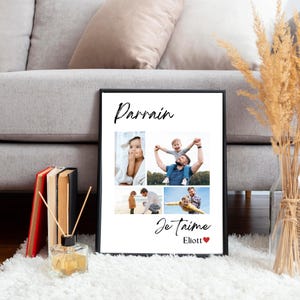 personalized godfather poster with photos - personalized gift frame for godfather for Christmas, birthday or baptism with photos of godchild