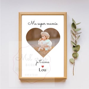 personalized granny poster with photo - personalized gift for granny with baby photo by mel creas wood and paper