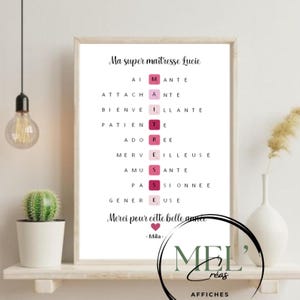 Póster personalizado para profesor con letras de Scrabble: regalo personalizado de fin de curso para profesor por Mel Creas Wood and Paper.