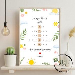 Idée cadeau fin d’année école – Affiche personnalisée ATSEM | Cadeau école maternelle, merci ATSEM, souvenir atsem - affiche sans cadre