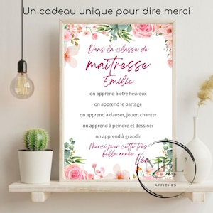 cadeau maitresse fin d'année : affiche cadeau pour maitresse personnalisé, dites merci à la maitresse de votre enfant