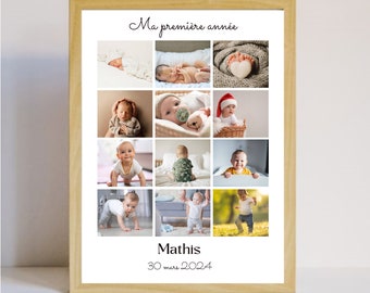 Póster personalizado del primer año del bebé.