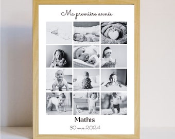 Póster personalizado del primer año del bebé.