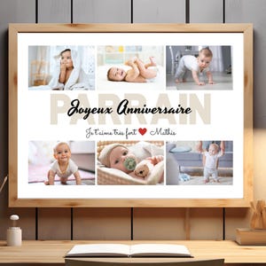 personalized godfather gift | baby photo frame for godfather and godmother, Gift idea for godfather | unframed poster