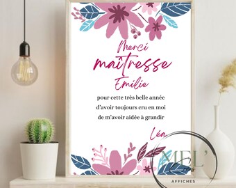 Original personalized teacher gift – End-of-year school thank you poster