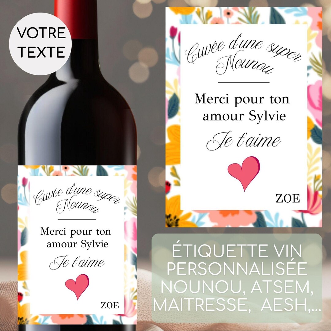 Personalized End-of-year Gift for a Nanny | Nanny Wine Bottle Label ...