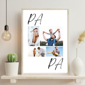personalized dad poster with photos - personalized gift for dad with baby photos by mel creas wood and paper