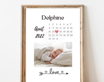 affiche personnalisée bébé date de naissance calendrier