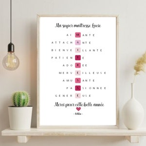cartel personalizado para amante con letras de scrabble - regalo personalizado de fin de año para amante por mel creas madera y papel