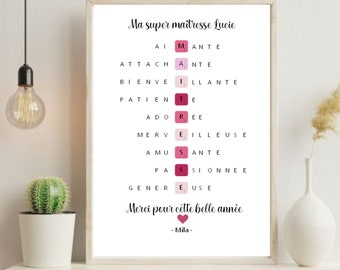 cartel personalizado para amante con letras de scrabble - regalo personalizado de fin de año para amante por mel creas madera y papel