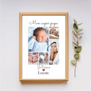 personalized dad poster with photos - personalized gift for dad with baby photos by mel creas wood and paper