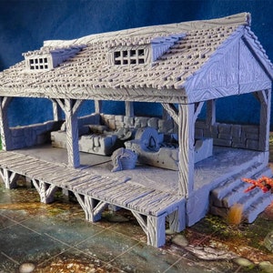 Washhouse and Woodcutter 28mm scale building for medieval and fantasy village. City of Tarok • Wargaming • Terrain Scenery