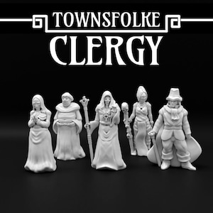 Resin 28mm Clergy Miniatures Set. Medieval miniatures set | Towns People NPCs | D&D Mini | Wargaming
