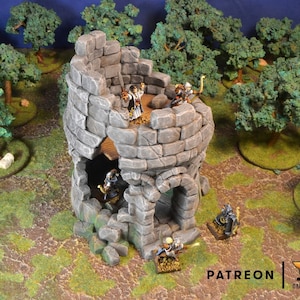 Ruined Tower 28mm scale for medieval and fantasy village. Perfect for City of Tarok | Terrain Scenery | Pathfinder, Age of Sigmar...