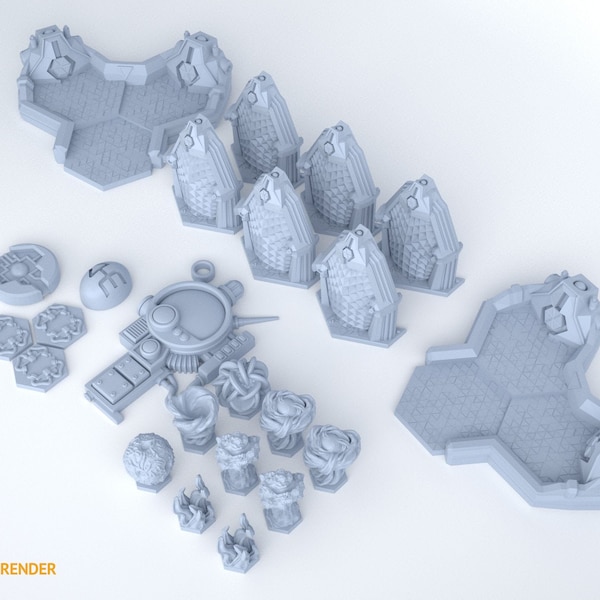 23 Piece Blackstone Fortress Upgrade Token Edition 28mm Scale. Blackstone Fortress | Warhammer 40k | Wargame Terrain | Trihex Citadel