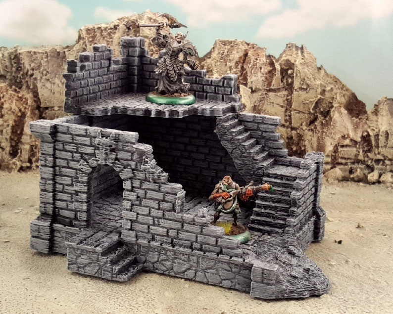 Two Level Stone building suitable for medieval or fantasy scenarios 28mm scale. 40k FFG Wargaming Terrain Scenery image 1