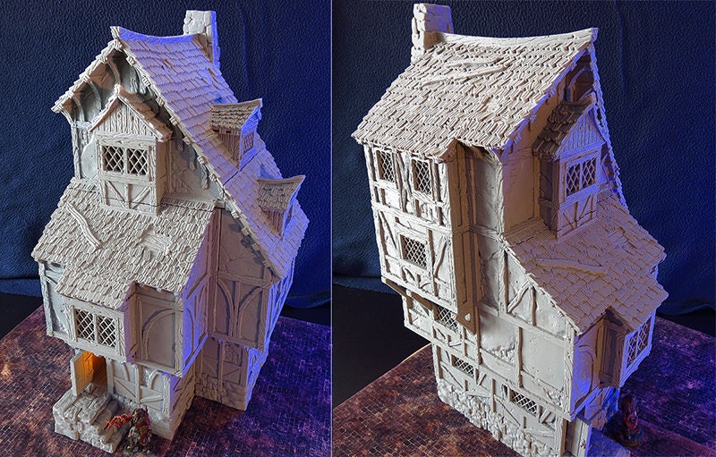 8 Eight Medieval Buildings Terrain Scenery 25-40mm 28mm Cardboard Model Kits New 