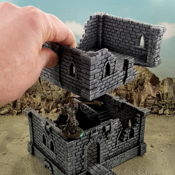 Rovine Fantasy a due livelli adatte per scenari medievali o fantasy 28mm. 40k / Fantasy Flight Games / Wargaming Terrain