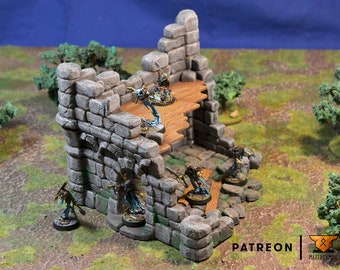 Two Level Ruined House 28mm scale for medieval and fantasy village. Perfect for City of Tarok | Terrain Scenery | Pathfinder and more