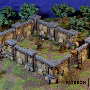 2 Sets of Modular Aztec Walls. Perfect for City of Tarok | Terrain Scenery | Lizardmen and more