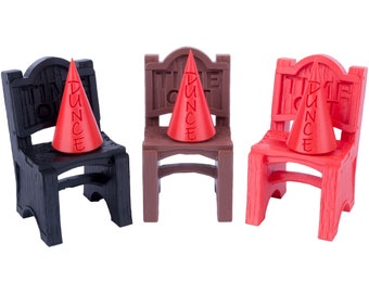 Chair of Shame with a Dunce Cap, Time Out Chair, Dice Jail for Poorly Rolling Dice, 3D Vikings (3 Pack)