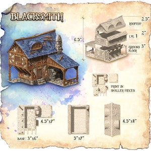 Blacksmith 28mm scale building for medieval and fantasy village. City of Tarok Wargaming Terrain Scenery image 6