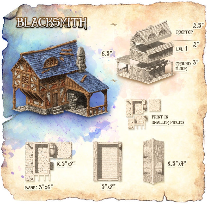 Blacksmith 28mm scale building for medieval and fantasy village. City of Tarok Wargaming Terrain Scenery image 6