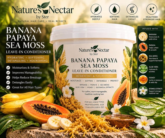 NEW! Refreshing  Banana, Papaya, Sea moss  Leave-in Conditioner We Ship Worldwide