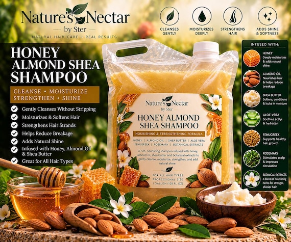 Honey Almond Shea Shampoo: Dry Hair Moisturizer, Natural Ingredients