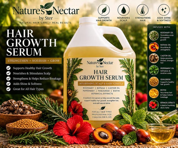 Natural Hair Growth Serum: Vegan, Chemical-Free, Thicker Hair