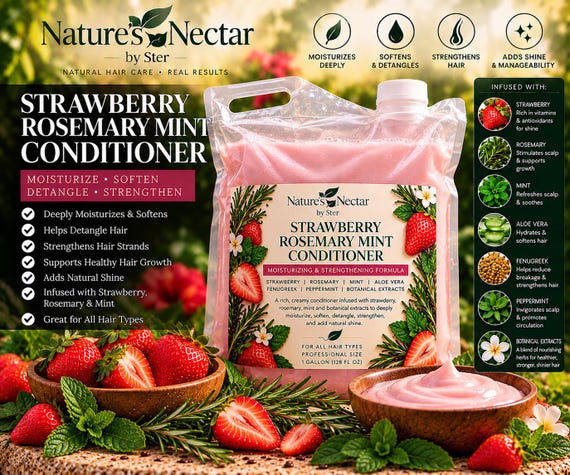 Strawberry Mint Moisturizing Conditioner for Dry, Damaged & Natural Hair