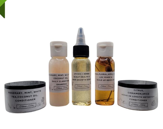 Sample Bundle ,Rosemary, Mint, White Tea, Coconut Oil Conditioner & Shampoo x2 ,Herbal vinegar root rinse x2 and more!