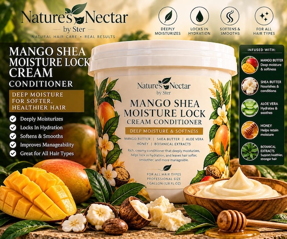 Mango Shea Butter Moisturizing Cream: Low Porosity Hair, Vegan
