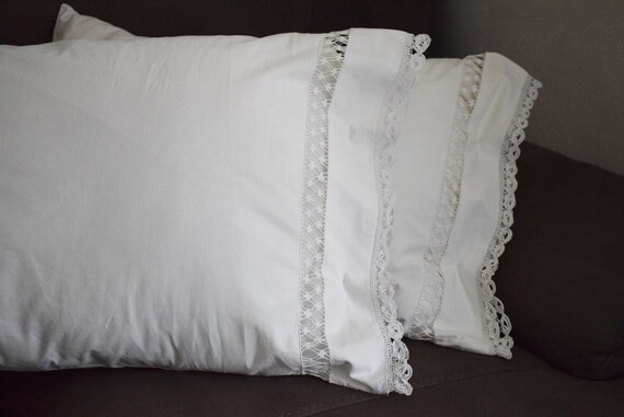 Lace Pillow Cases Vintage Pillow Cases White Cotton Pillow Etsy