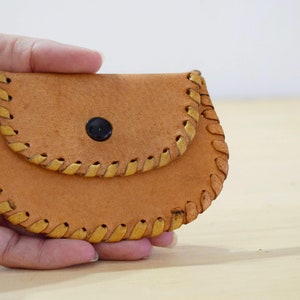 Kleine Geldbörse aus Leder, Vintage Leder Geldbörse, Braunes Leder Münzen Etui