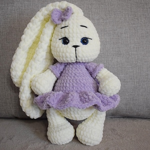 Crochet bunny toy, Handmade plush bunny, Soft stuffed plush toy, Baby gift toy, Valentine&#39;s day gift, Baby room decor