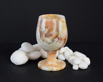 Vintage onyx cup, Marble goblet cup, Vintage handcrafted stone kitchenware, Alcohol onyx cup