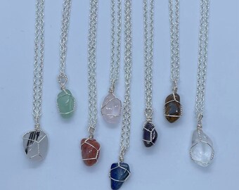 Wire Wrapped Crystal and Gemstone Pendants on 18-20” Necklaces