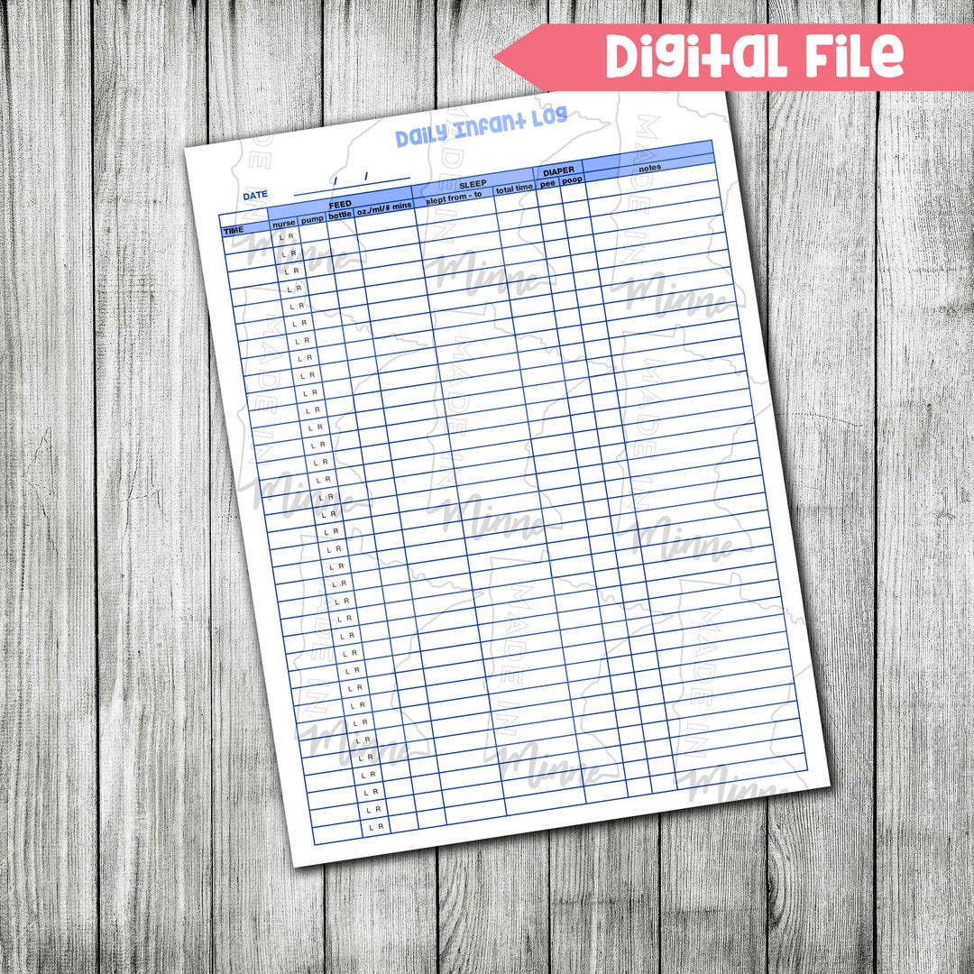 Daily Infant Log • Baby Log • Baby Tracker • Childcare Log **DIGITAL ...