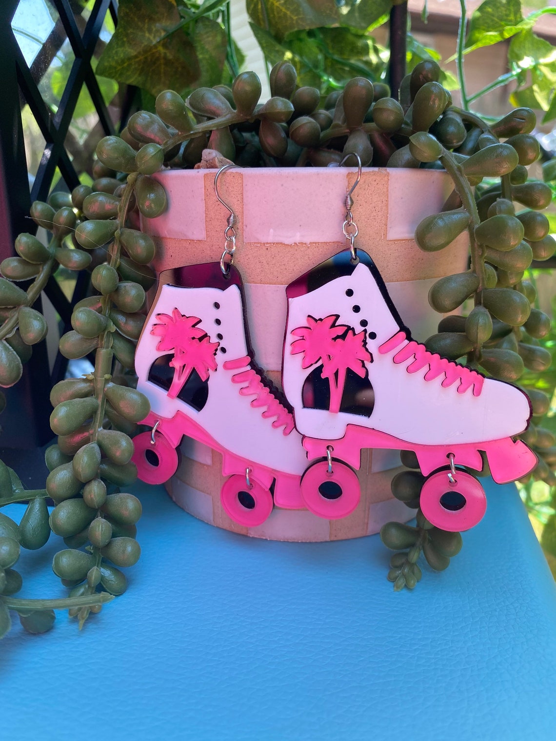 Roller skate earrings Roller derby earrings Funky earrings Etsy