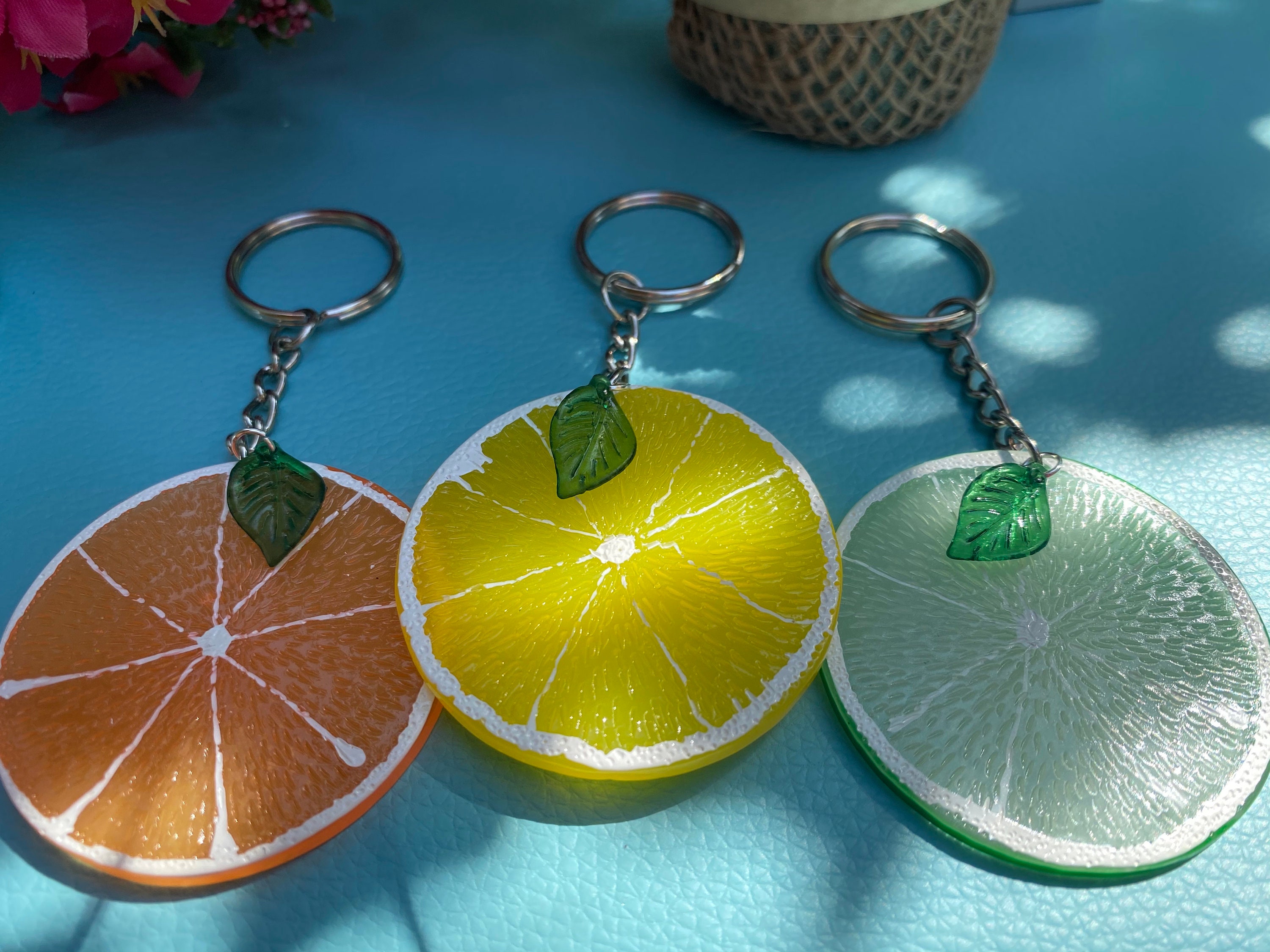 Fruit Keychain Lemon Keychain Lime Keychain Orange Etsy