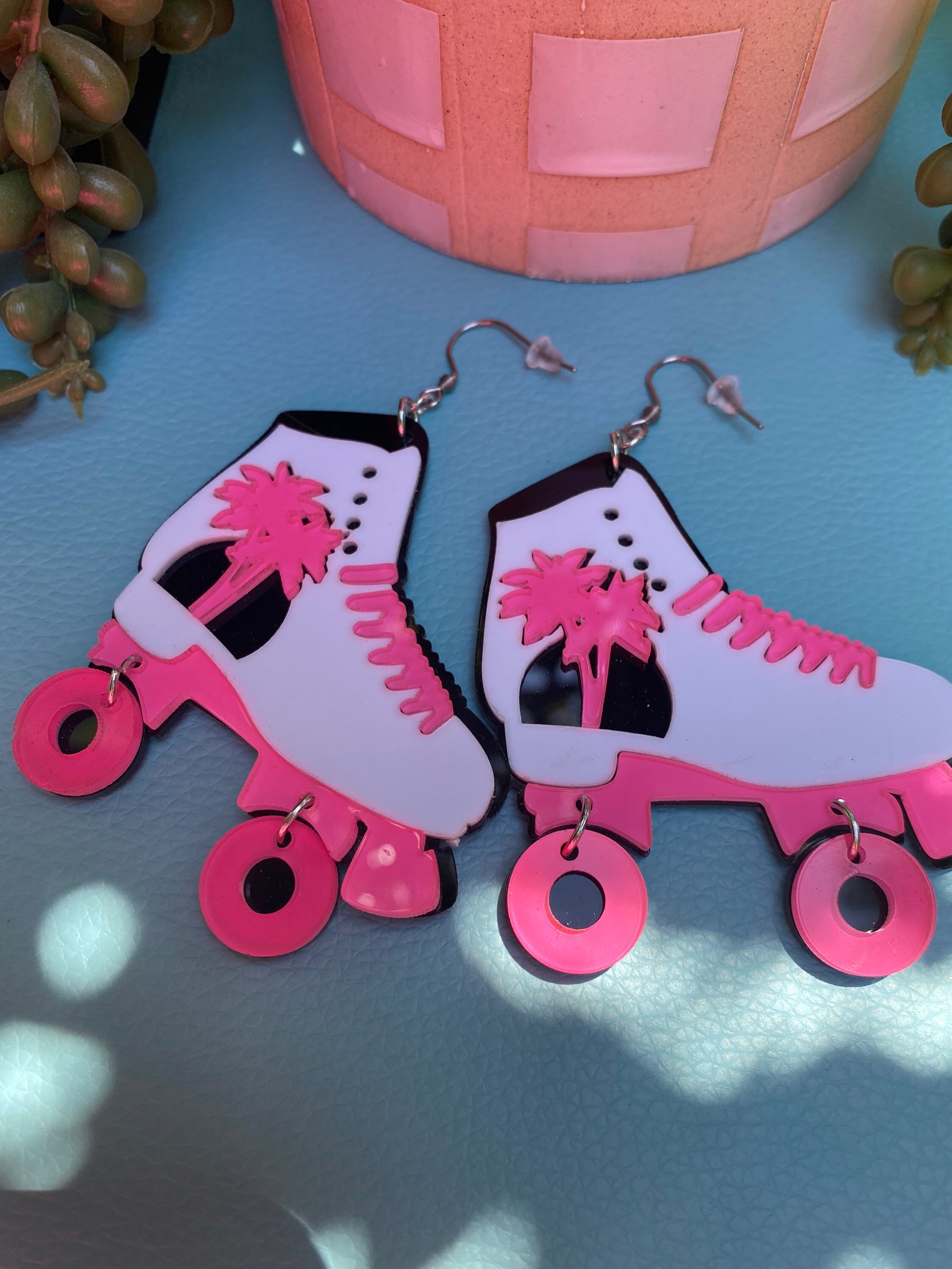 Roller skate earrings Roller derby earrings Funky earrings Etsy