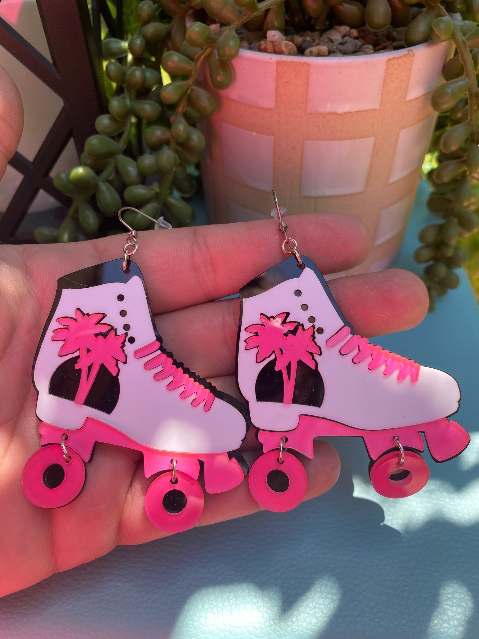 Roller skate earrings Roller derby earrings Funky earrings Etsy