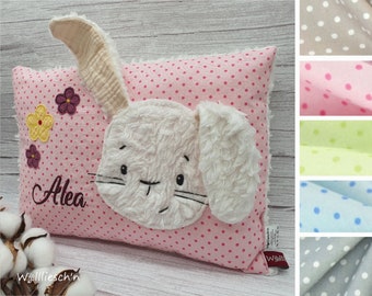 100% natural cuddly pillow with embroidery, personalized name pillow, christening pillow, cuddly pillow, birth pillow, baby pillow, baby, rabbit