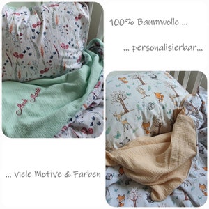 Bettwäsche mit verschiedenen Motiven und Farben 100% Baumwolle personalisierbar mit Name Kinder & Erwachsene Musselin Bettbezug Bild 2